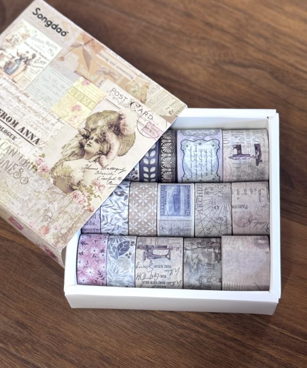 20 Rolls of Vintage Washi Tape for Scrapbooking