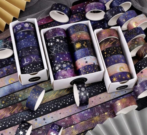 12 Rolls of Galactic Splendor Washi Tape for Scrapbooking