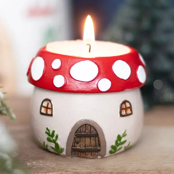 Mushroom House Resin Tealight Holder