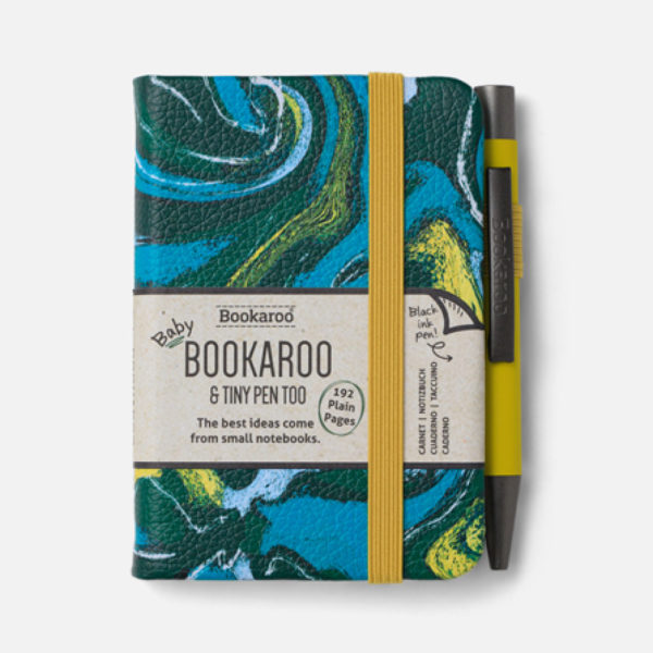Tiny Bookaroo Notebook with Mini Pen - Forest & Chartreuse (A7)