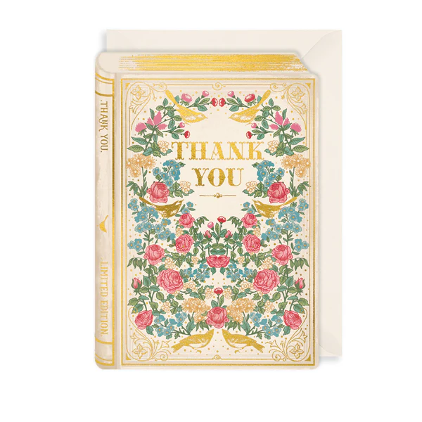 Floral Book Thank You Greetings Card