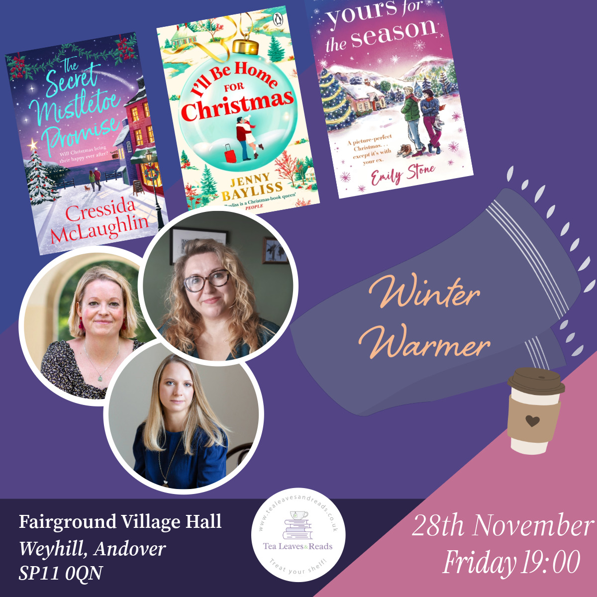A Winter Warmer Evening with Jenny Bayliss, Cressida McLaughlin & Emily Stone - November 28th 2025 - The Fairground @ Weyhill