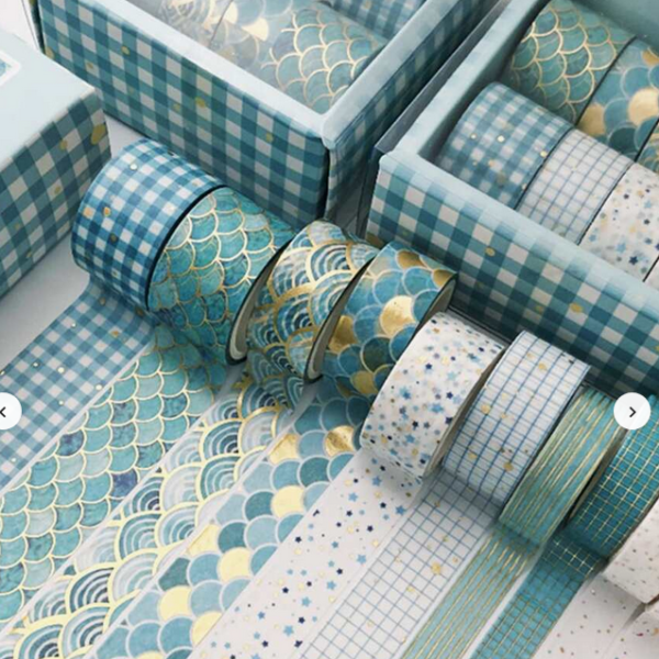 10 Rolls of Mixed Blue Washi Tape