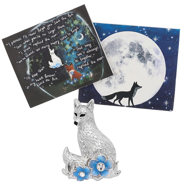 Fox Under the Moon Pin: Forget Me Not