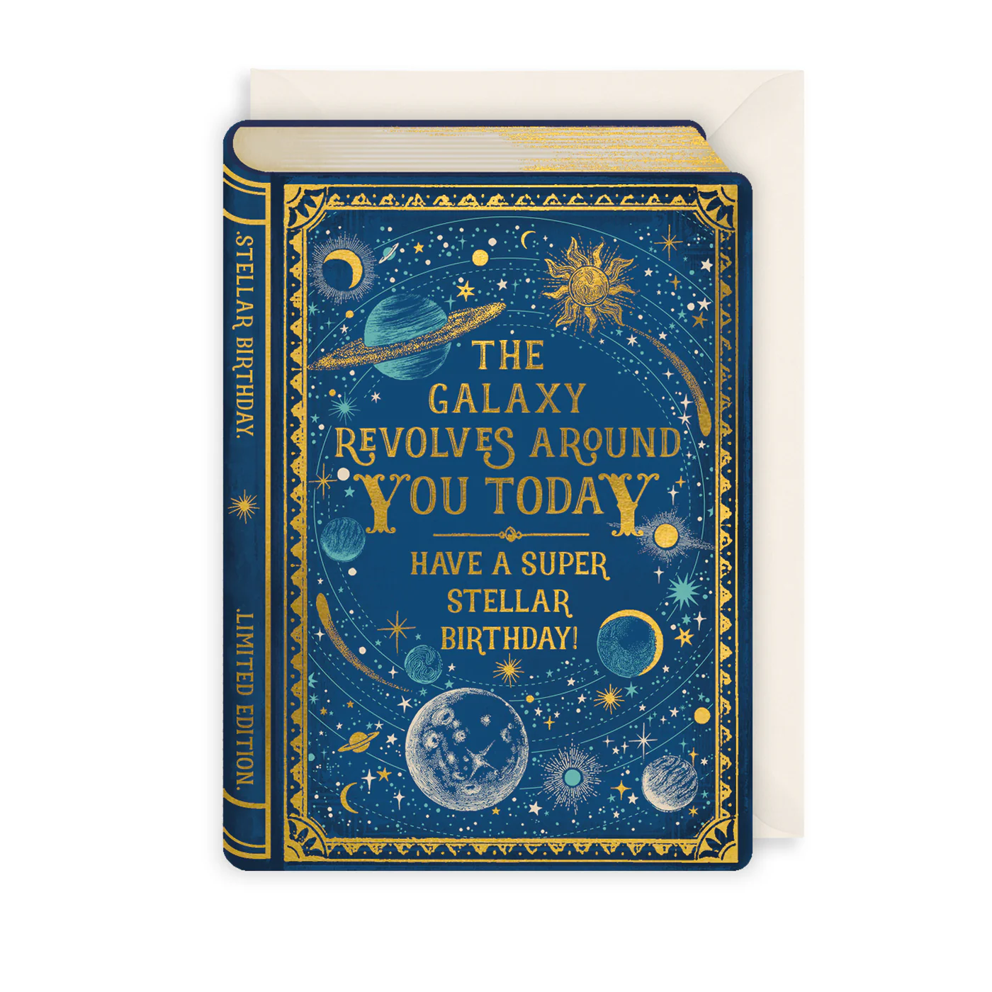 Book Birthday Card: The Galaxy Revolves Around You Today