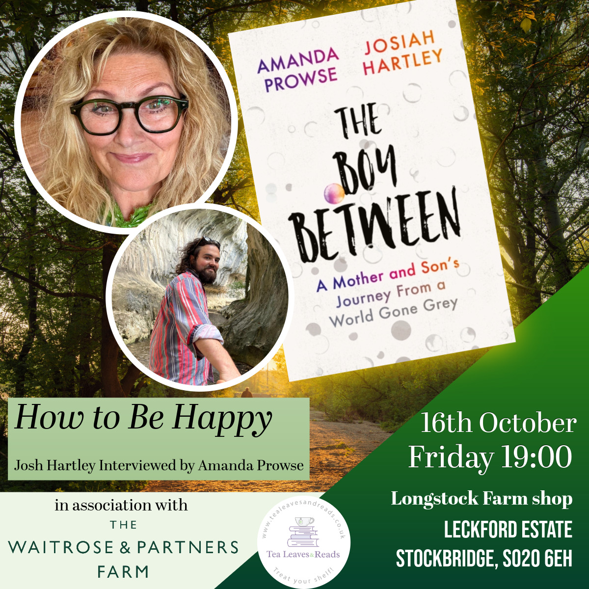 How to be Happy - Josh Hartley interviewed by Amanda Prowse - October 26th 2026 - Longstock Farm Shop
