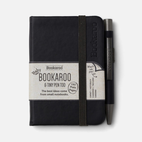 Tiny Bookaroo Notebook with Mini Pen - Black (A7)