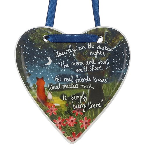 Fox Under the Moon Ceramic Hanging Heart: Real Friends