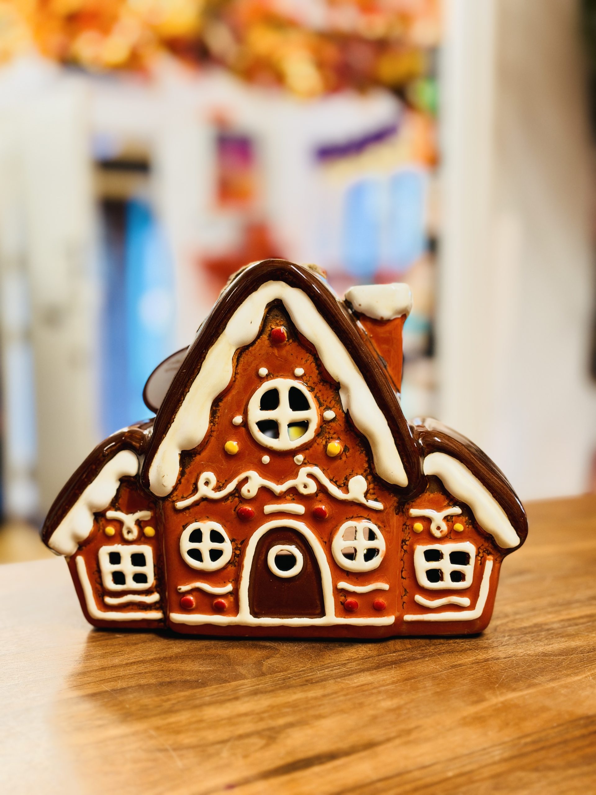 Village Pottery Gingerbread Triple Roof Tealight Holder