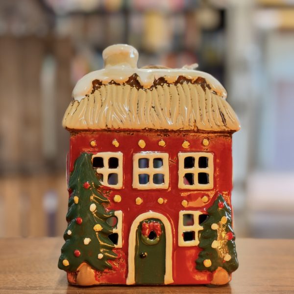Village Pottery Xmas Thatched Roof House Tealight Holder