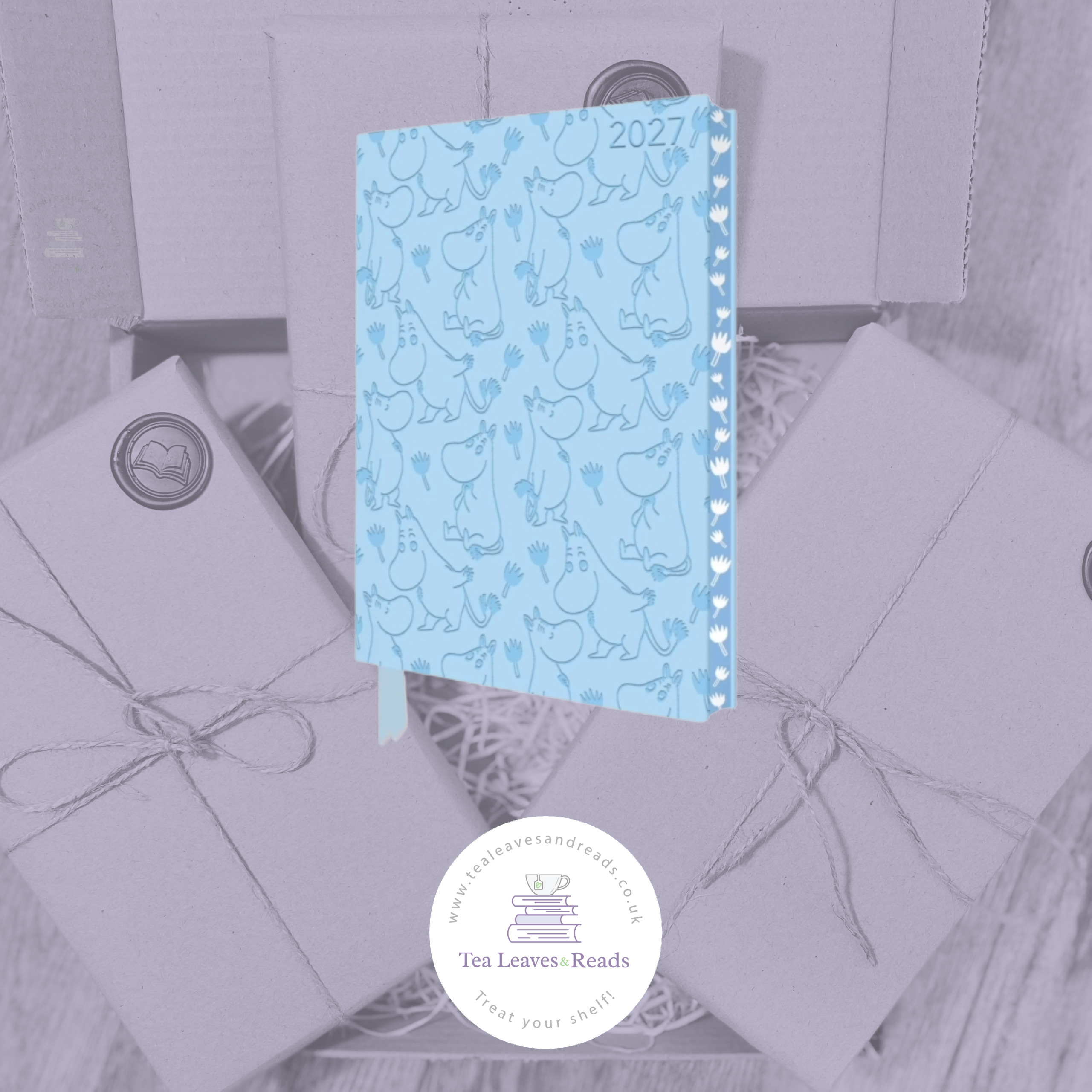 Moomin and Flowers: 2027 Artisan Vegan Leather Diary Planner - Page to View with Notes - A5