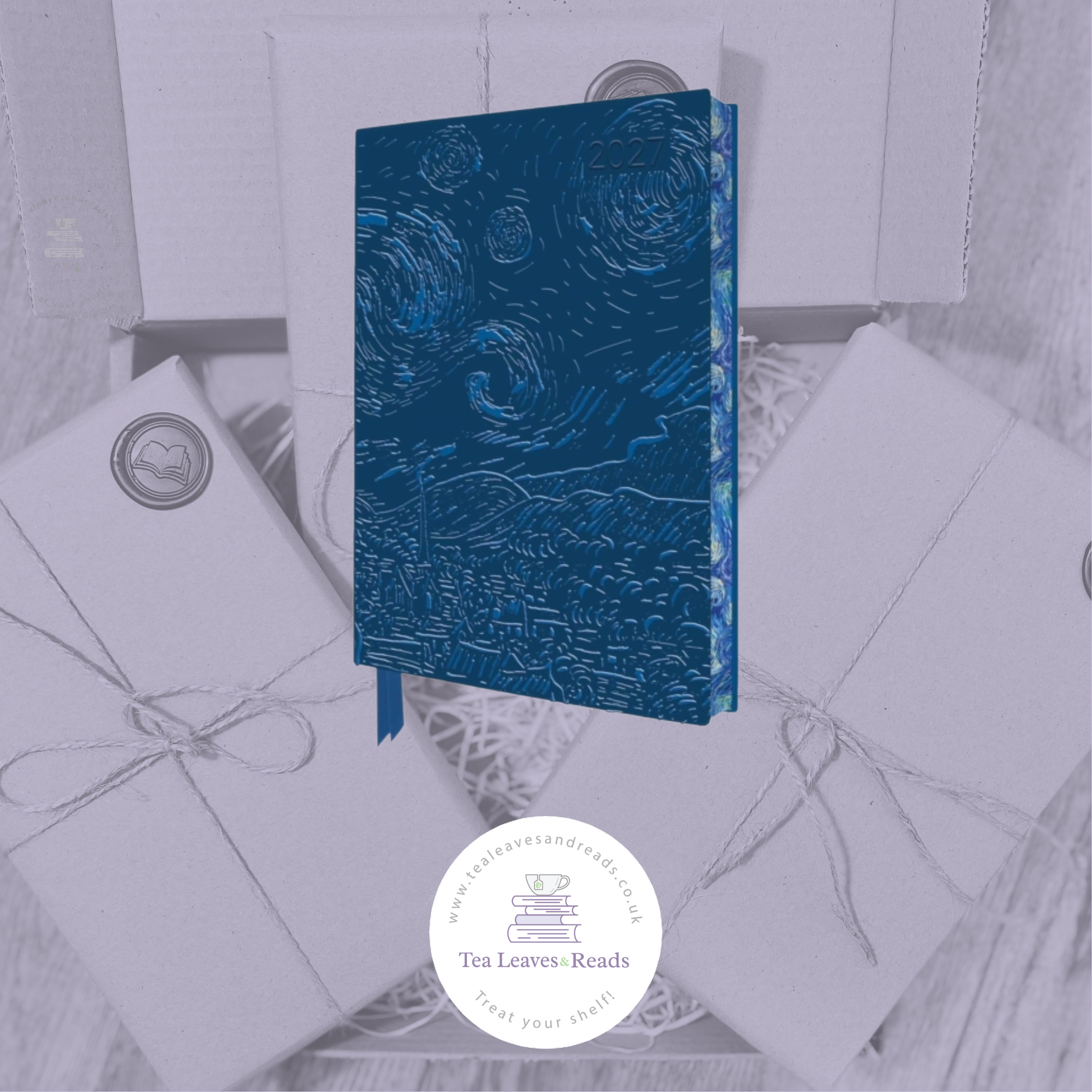 Vincent Van Gogh: The Starry Night 2027 Artisan Vegan Leather Diary Planner - Page to View with Notes - A5